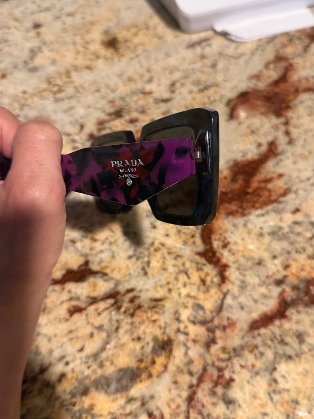 Prada Women’s Frames with Purple Pattern Arms Sunglasses